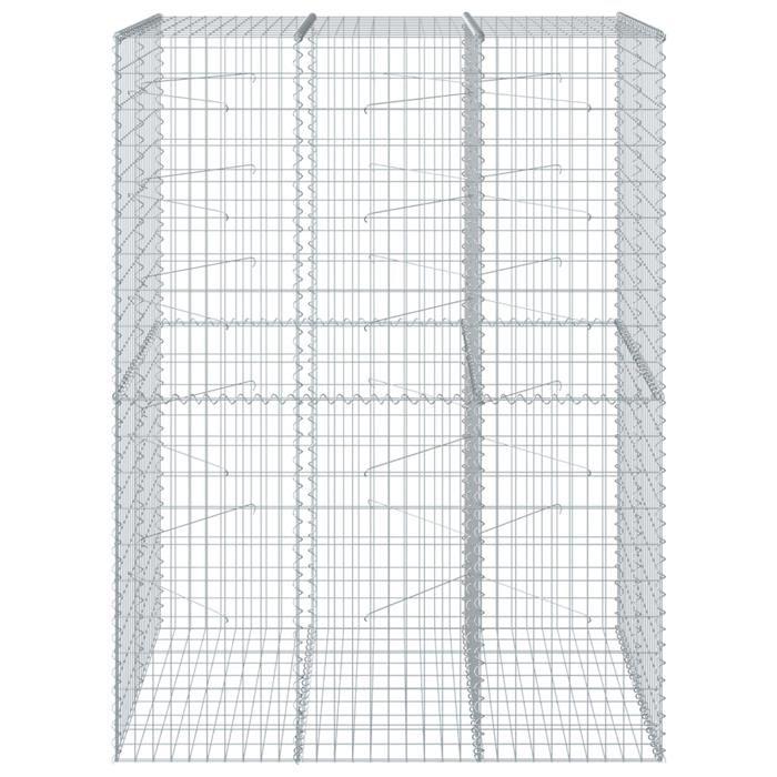 VidaXL Panier gabion avec couvercle 150x100x200 cm fer galvanisé, mur en gabion, mur de soutènement en gabion, clôture en 3295226