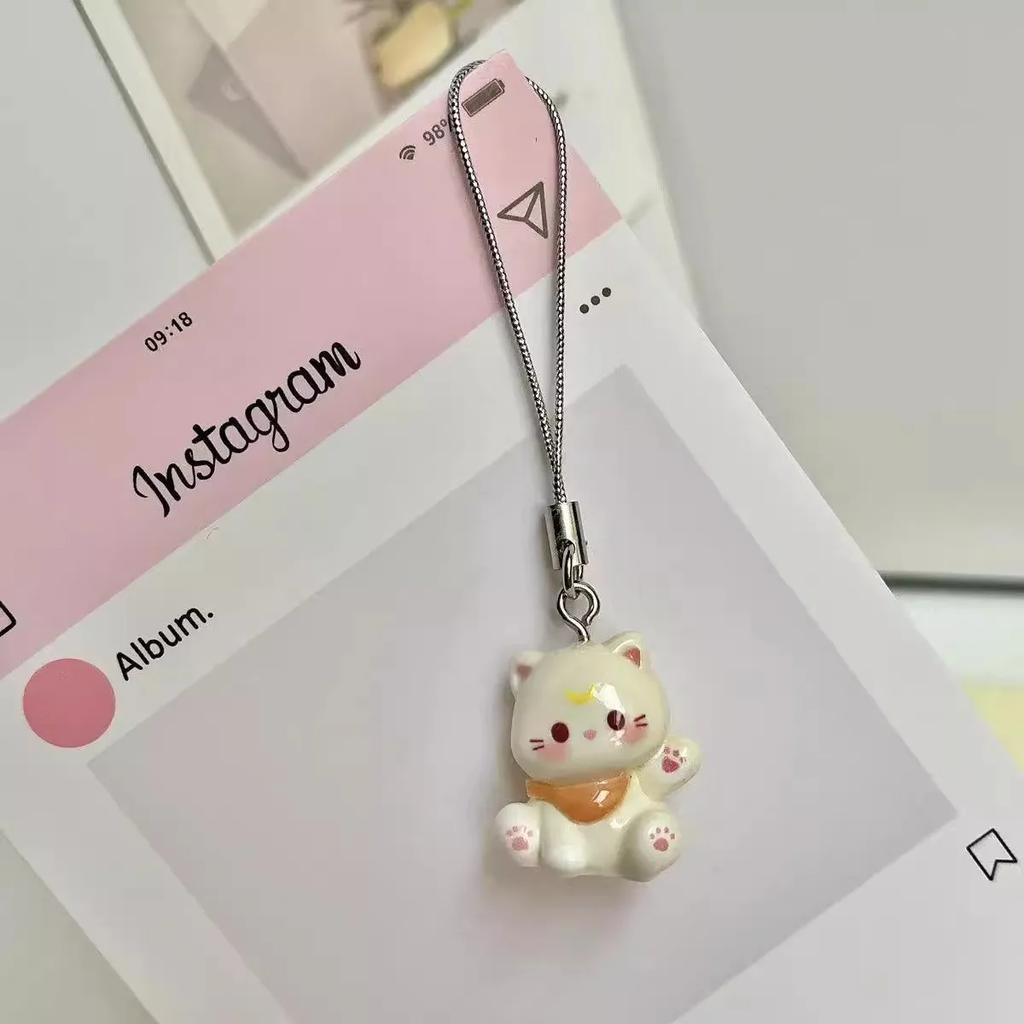 Fashion New Cartoon Small Cat Cute Keychain Phone Chain Resin Keyring Bag Pendant Couple Key Chains Gifts Women for Jewelry