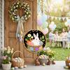 Wooden Hanging Sign Round Craft Ornament Bunny Theme Hanging Decoration  Office Decor