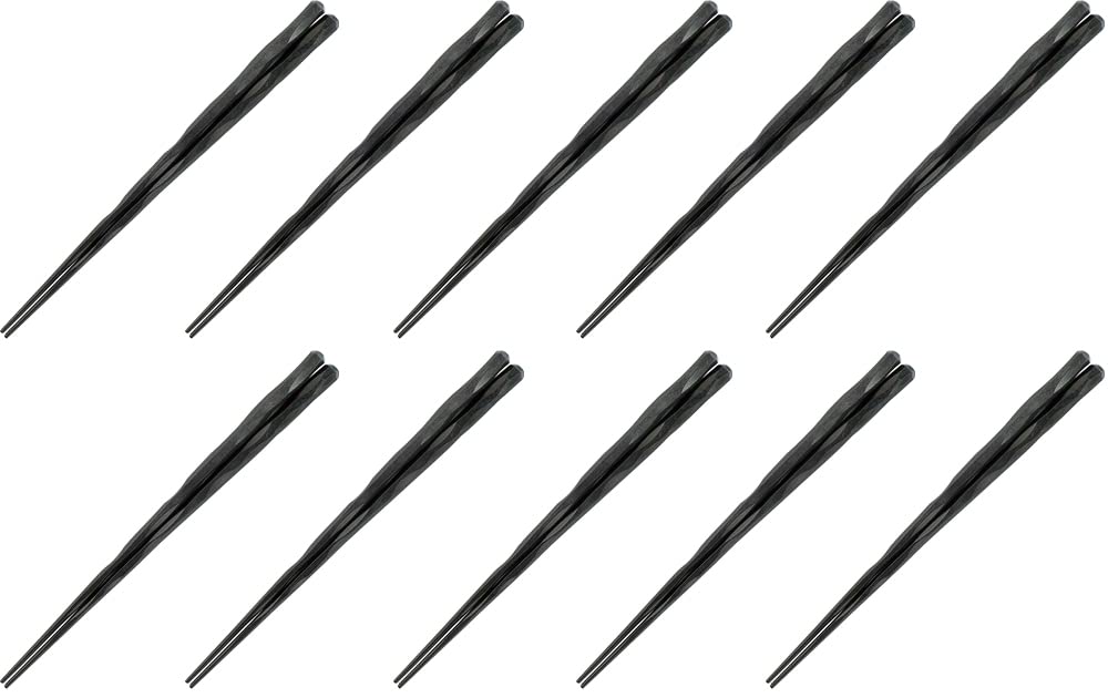 Fukui Craft SPS Made in Dishwasher Made in Japan Chopsticks, Resin, Japan, Safe, Hexagonal, Black, 22.5cm, (10 pairs)