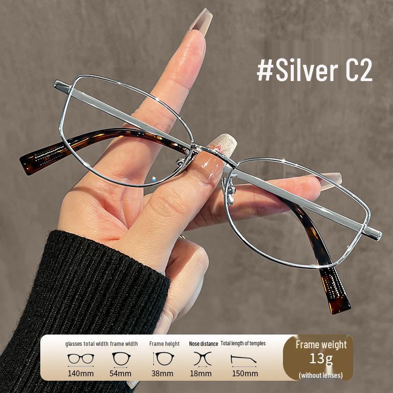 Damen Ultra-Leichte Brille mit Silberrahmen für Kurzsichtigkeit - Reines Titan, Blaulichtfilter, Rundes Gesicht Design