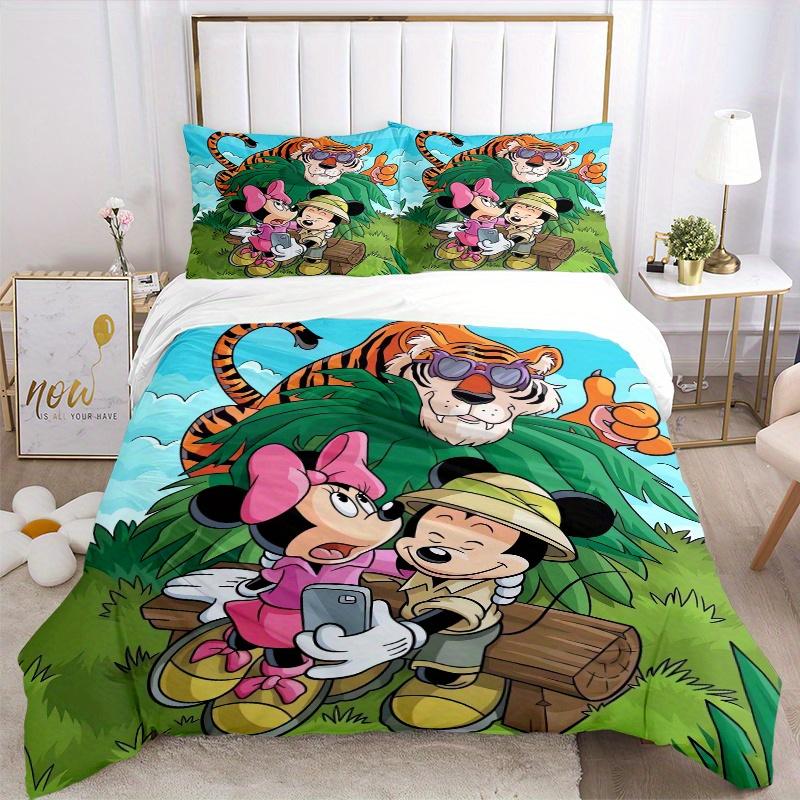 3pcs Minnie Mouse & Friends Jungle Adventure Bedding Set 1 Soft Quilt Cover + 2 Pillowcases, Machine Washable Suitable for All Seasons Q073