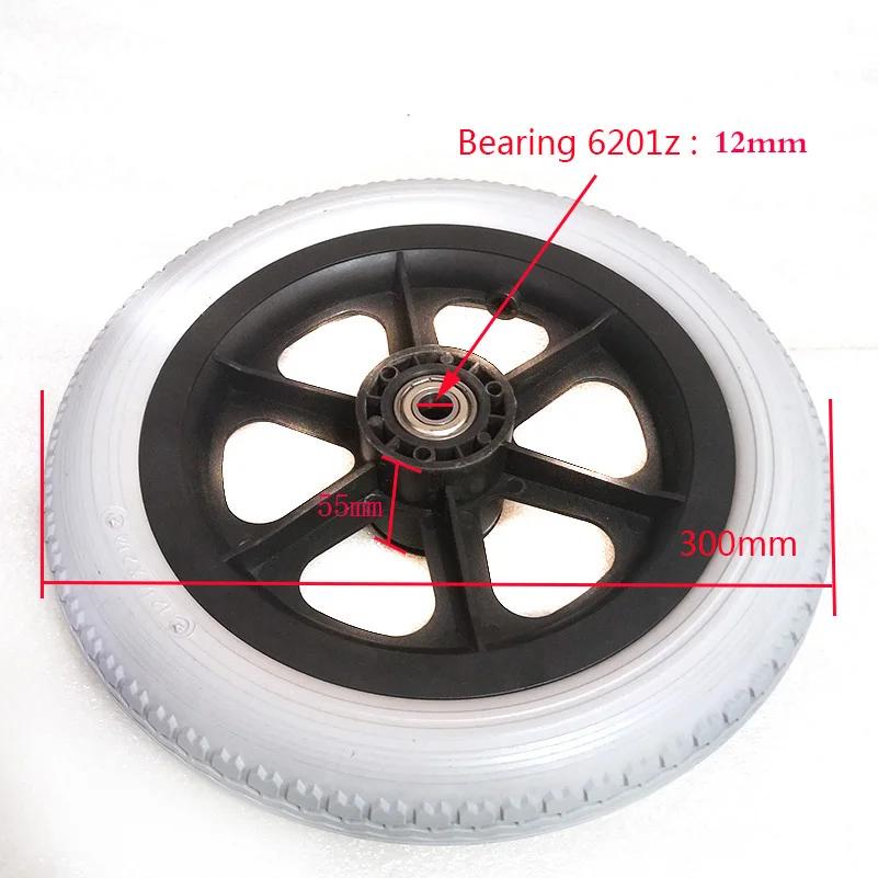Caster Assembly 12" Solid Tire Wheel 12 Inch 12 1/2 X 2 1/4 Rear Wheel for Manual Wheelchairs Handcart