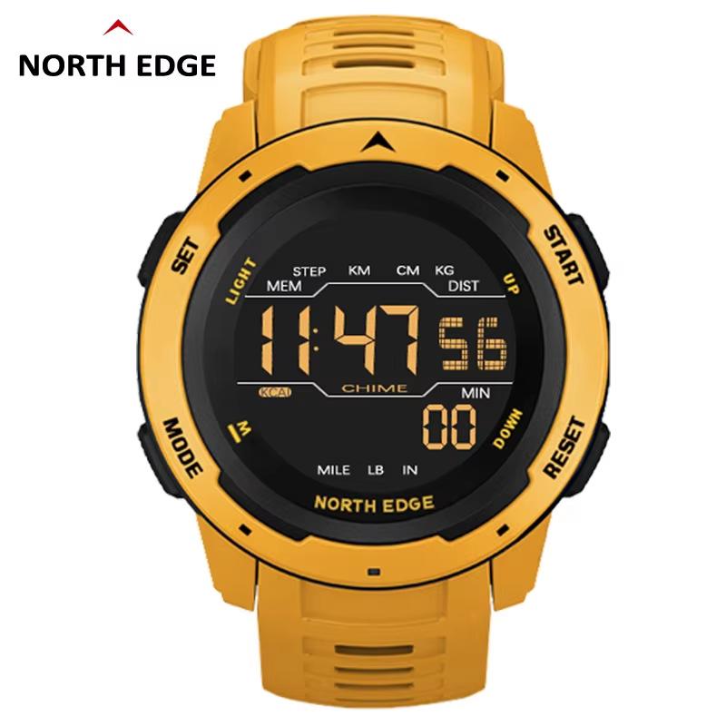 NORTH EDGE Mars Digital Watch Men s Sports Watches Dual Time Pedometer Alarm Clock Waterproof 50M Digital Watch Clock