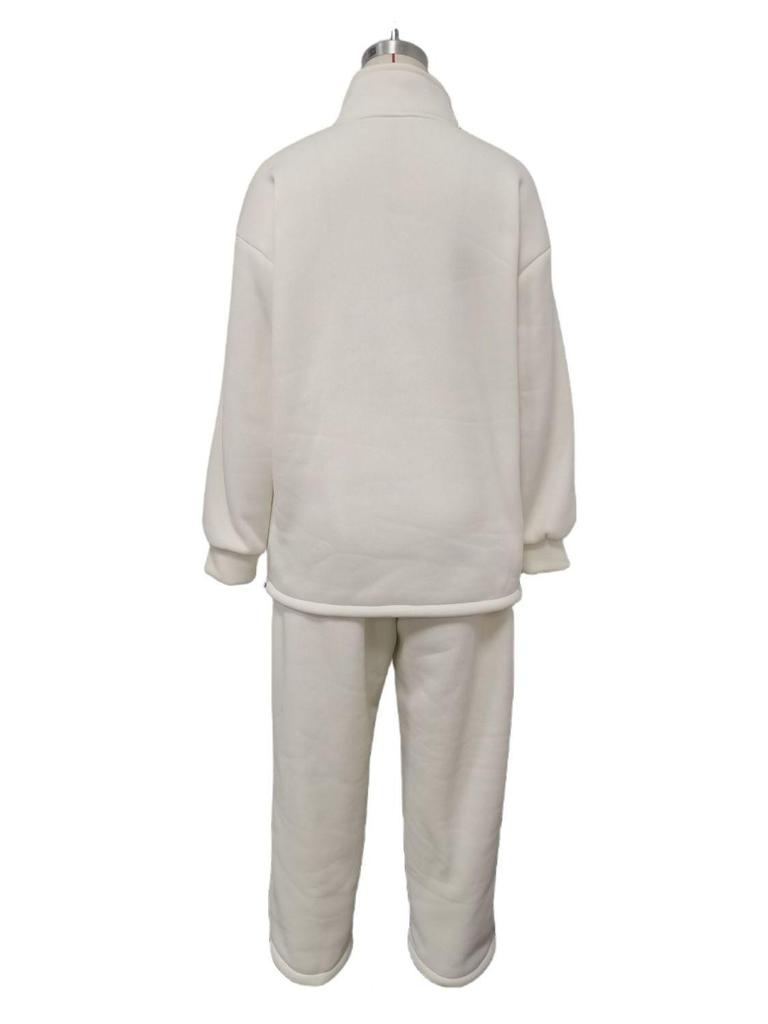 Europäischer und Amerikanischer Stil Lässiger Patchwork Verdickter Langarm-Sweatshirt und Hosen Set 2025