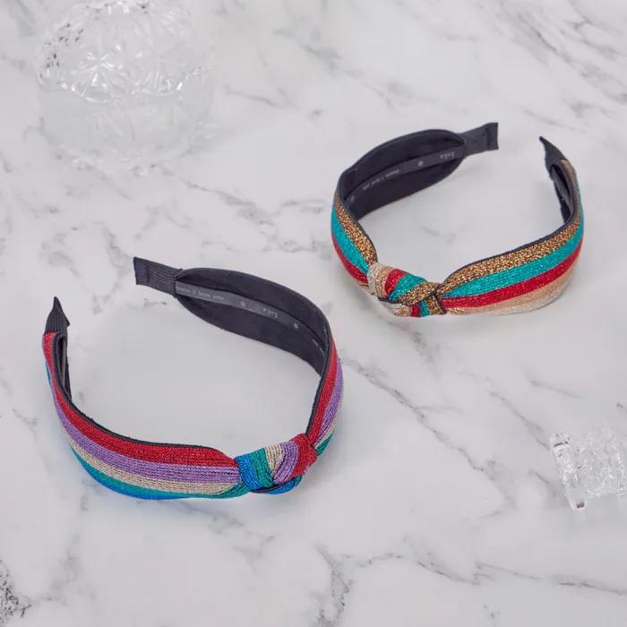 LALA Pearl Stripe Headband Knot Type - Blue