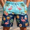 26 Summer Mens Beach Shorts Mens Swim Trunks Flamingo Coconut Tree Print Trunks Elastic Waist 3d Print Men Beach Shorts Pants