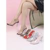 12Cm Clear Heel Cool Slippers Women's 2026 New Season French Transparent Versatile Chubby Sandals Slim Heel LFD-69192-1