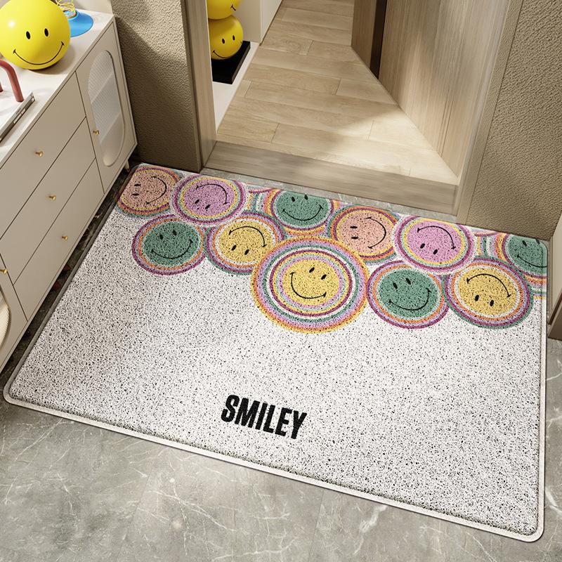 

Простой коврик со смайликом для входной двери, грязный вход, крыльцо, нескользящий коврик, шелковое кольцо, коврик для удаления пыли 60*90cm