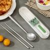 2 in 1 Student Cutlery Lightweight Camping Spoon Tableware Travel Flatware  Kitchen Accessories