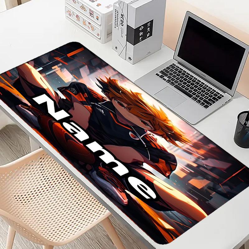 Custom Name Personalized Haikyu Pattern Mousepad, Laptop PC Desk Mat, Decorative Desk Mat for Home Keyboard Pad Gift