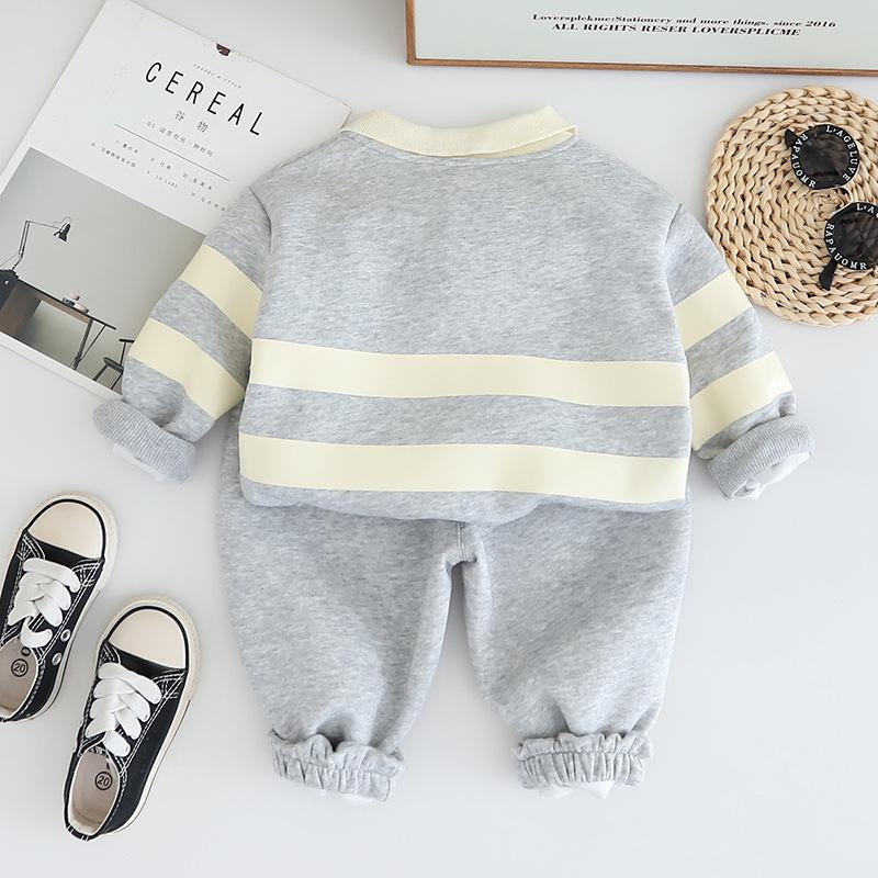 Kinderbekleidung Kinder-Hoodie-Set Herbst Casual Poloshirt Bestickt Jungen Herbst-Hoodie Zweiteiliges Set