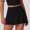 Vitality Girls Sports Tennis Skirt Fashion Tape High Waist Stretch Yoga Fitness Casual A- line Skirt