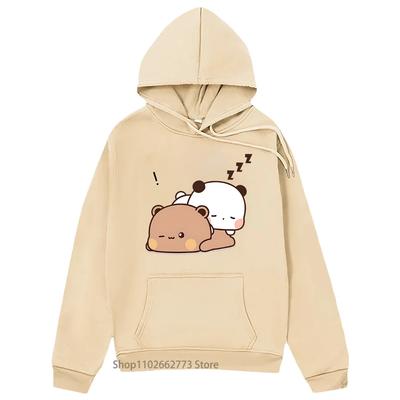 Moletom Kawaii com Estampa Bubu Dudu Amor Dormir Bubu Dudu Moletom Urso Panda Desenho Animado Roupas Casuais Femininas Masculinas Lã Tops de Primavera