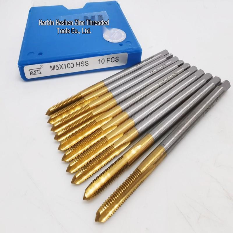 Titanium Coated HSS Extended Taper Tap, Straight Fluted, M2-M12*130