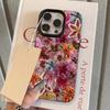 Luxurious Beaded Flower Lychee Texture Phone Case For iPhone 17 Air 16 e 15 14 13 12 11 Pro Max Plus SE Silicone Soft Cover