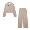 Winter 2025 Women's European-American Style Twill Zipper Jacket and Straight-Leg Pants Set