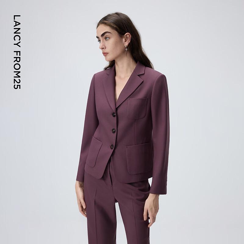 Women's Wool Blend Notched Lapel Suit Jacket