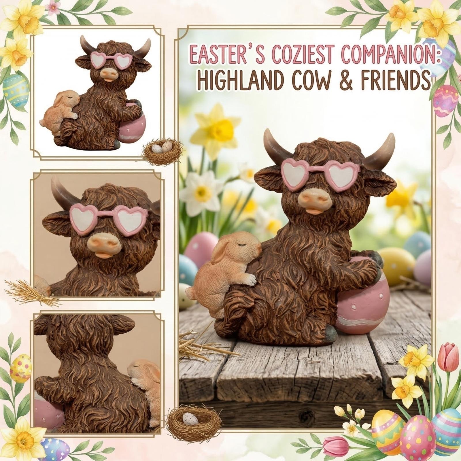 Easter  Cow Resin Home Decor One Size