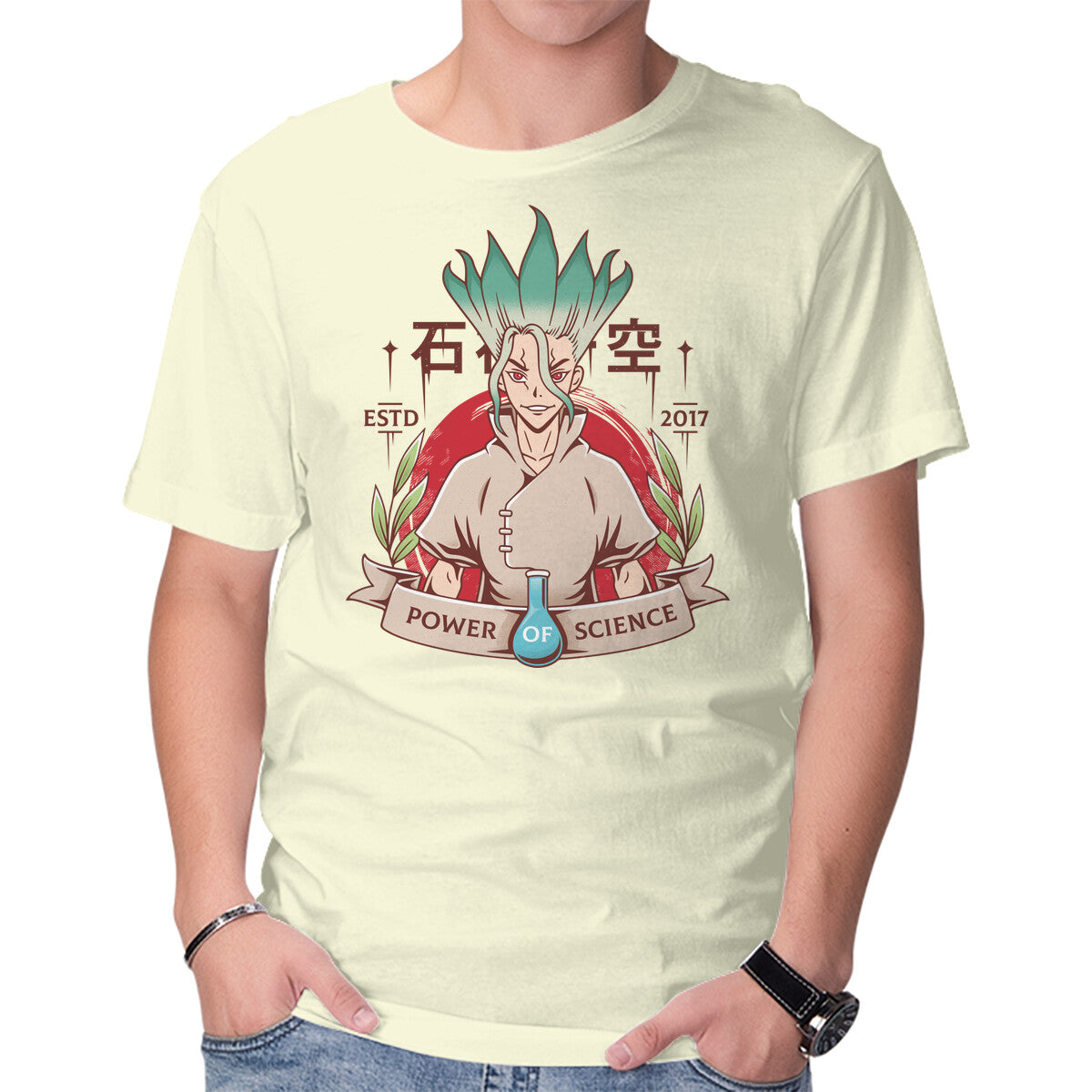 Unisex Crew Neck T-Shirt The Power Of Science Graphic Short Sleeve Casual Tee S