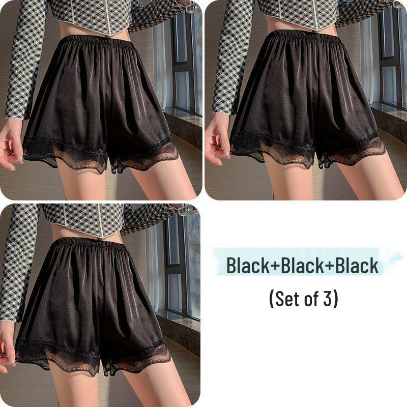 Seamless Ice Silk Lace Women's Summer Anti-Exposure Loose Shorts