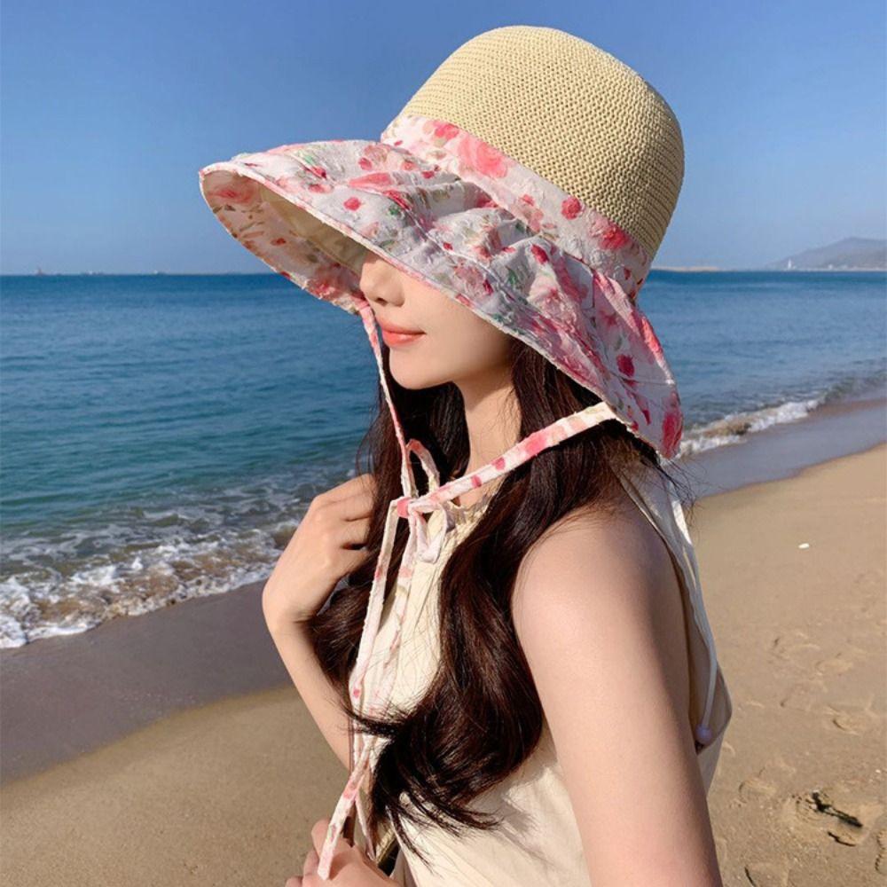 Spring Summer Straw Sun Hat French Style Women's Sun Hat Elegant Seaside Beach Cap  Outdoor