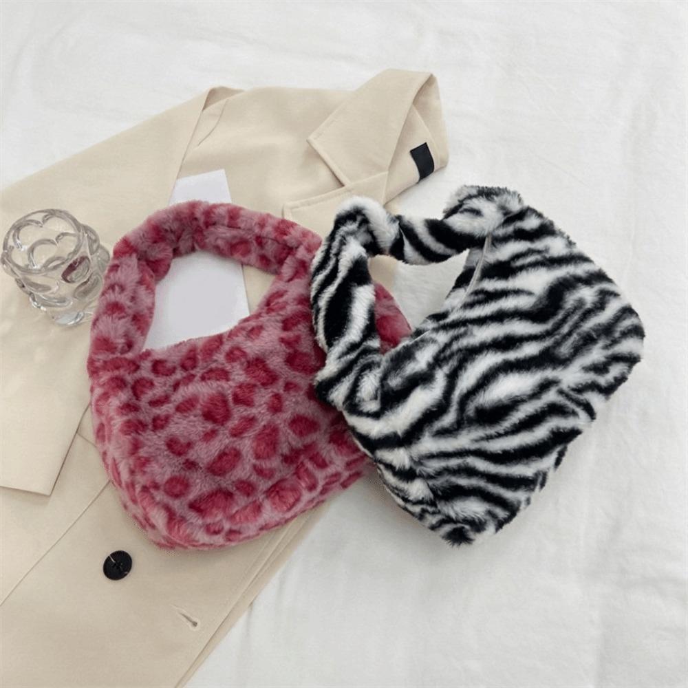 Mini Plush Underarm Bag Fluffy Tote Bag Casual Shoulder Bag Girl