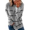 round Collar Loose Striped Top Female Crew Neck Loose Striped Top