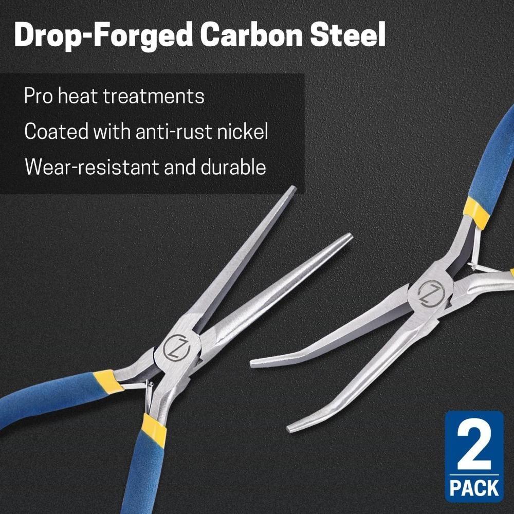 2Pcs 6" Mini Needle Nose Pliers with Comfort Grip Handles Long Nose Pliers Set for Handmade Craft