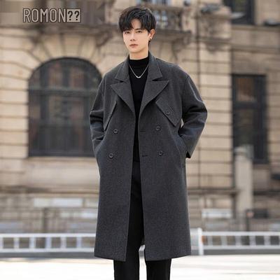 Men's Mid-Length Wool Blend Trench Coat