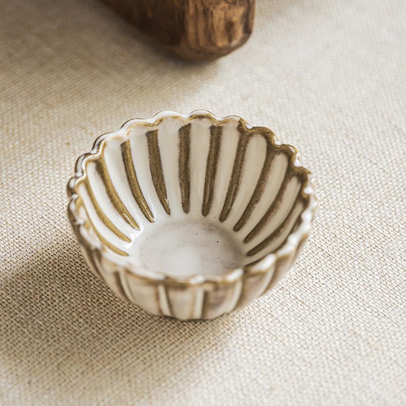 Delicate Taste Plate, Kiln-Changed Ceramic Plate, Retro Petal-Shaped Small Plate, Tableware, Dipping Plate, Taste Plate, Household Bone Plate