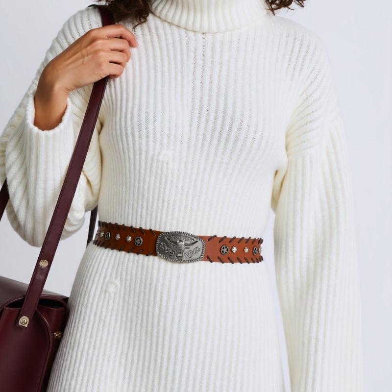 Adjustable PU Belt With Decorative Bull Head buckles For Western Fashion Enthusiasts And Theme Event