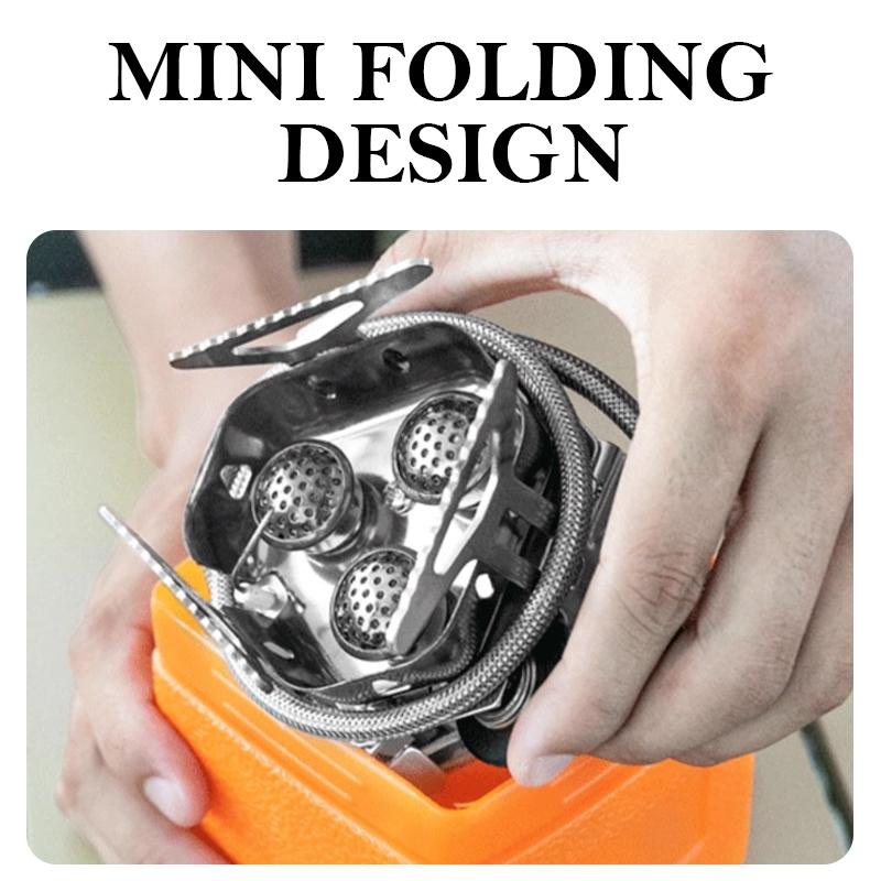 Outdoor Gas Stove Camping Backpack Stove 5800W Portable Burner Cooking Stove with Fuel Tank Adapter, Piezoelectric Ignition