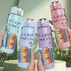 1PC Good Day Stacked Books Text Print 750ml Color Plastic Sports Water Bottle Leakproof Flip Straw Lid Suitable for Sports Office Home Use