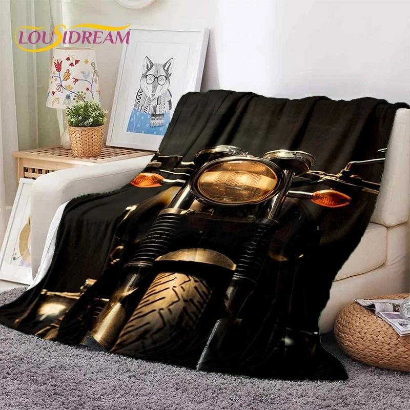 Motocross Modern Retro Motorcycle Soft Flannel Blanket for Bed Bedroom Sofa Picnic,Throw Blanket for Cover Outdoors Leisure Gift