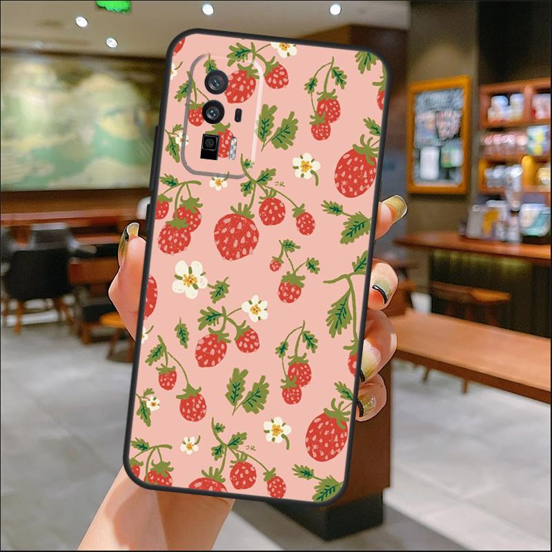 Strawberry Case For Xiaomi 14 Ultra 15 13 11T 12T 13T 14T Pro POCO X7 Pro X3 X5 X6 M6 F5 F6 Pro Cover