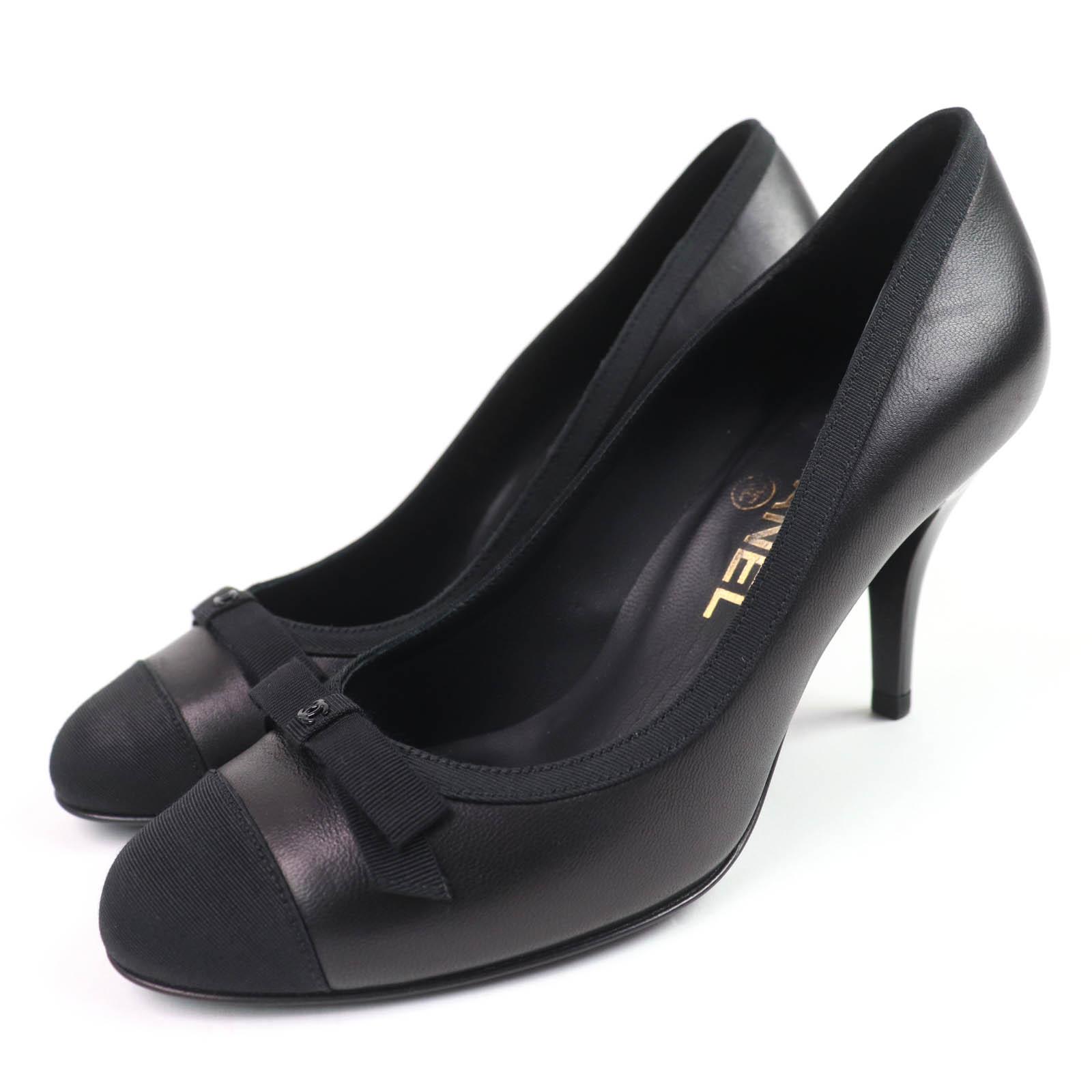 

CHANEL pumps COCO Mark Ribbon Satin Switch Leather black 35.5 09A G26728Y01590 Used