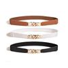 Stylish Women's Elastic Waist Belt with 8-Shaped Metal Chain Buckle