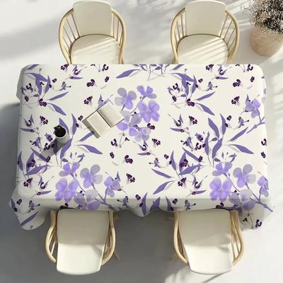 Lavender Flowers Table Cloth Party Decor Dining Room Home Kitchen Patios Waterproof Stain-Proof Table Cloth