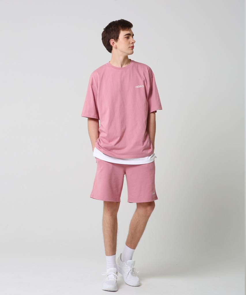 MOZMOZ [Set] 5-Color Color Chip Oversized Short Sleeve Shorts Training Set Plus Size