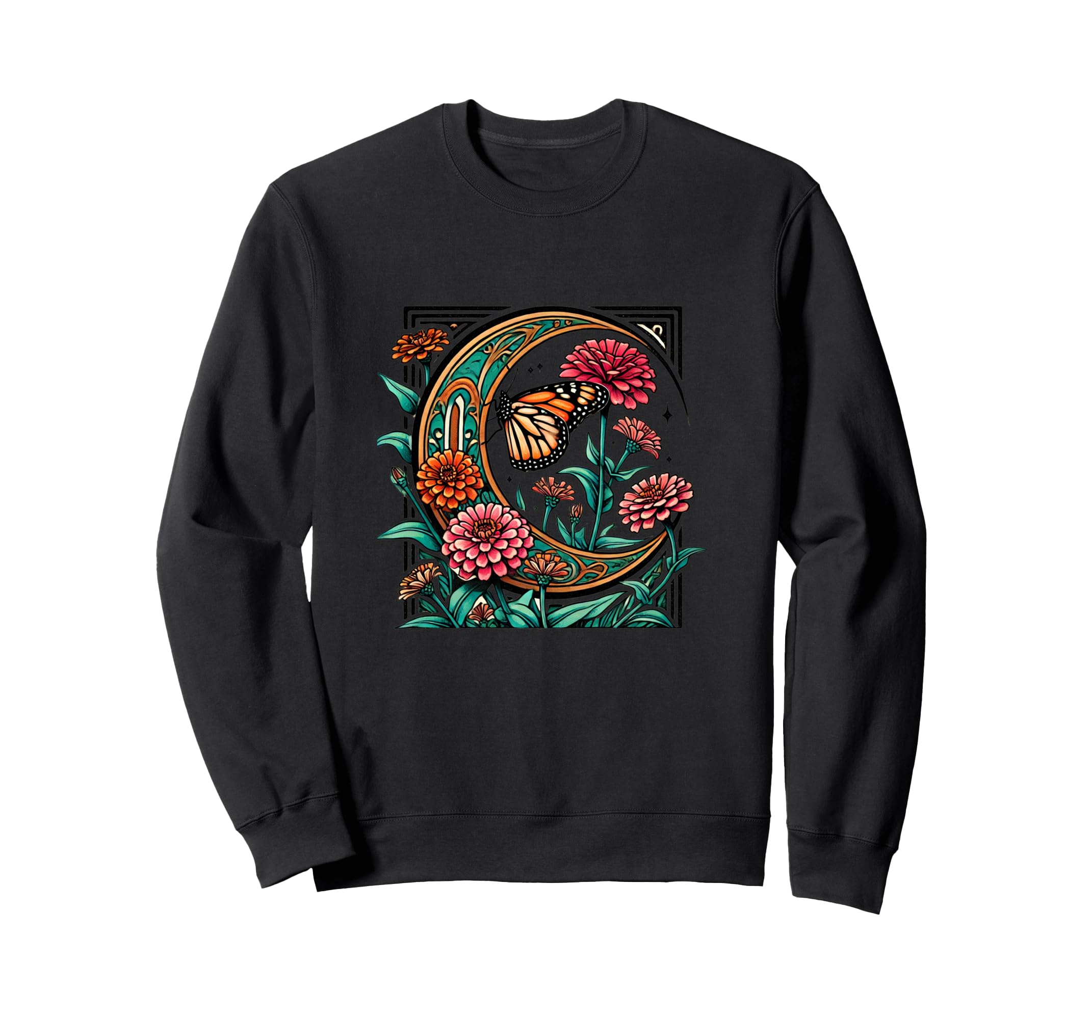 

Monarch Butterfly Illustration Art Nouveau Monarch Sweatshirt чёрный