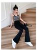 Women's High Waist Black Micro Flare Slimming Pants