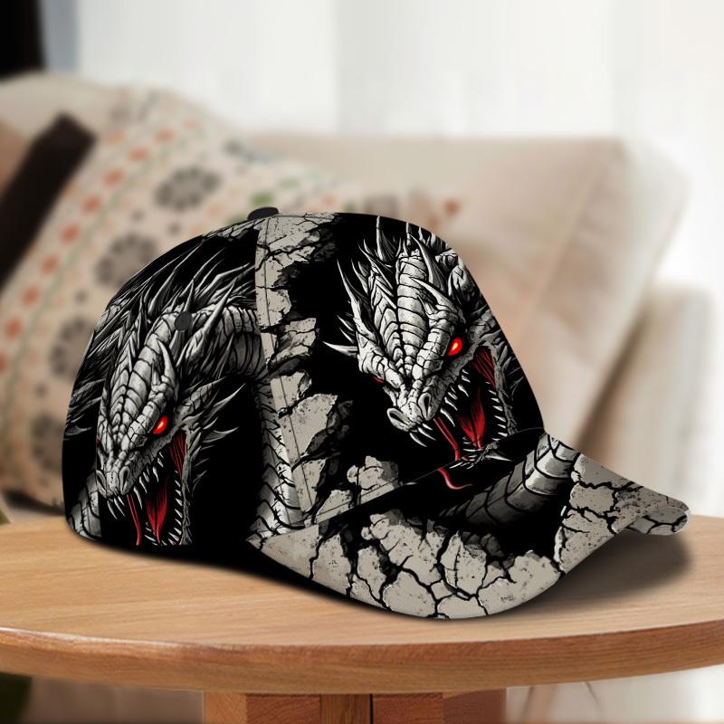 1pc Dragon Emerging from Cracked Wall Print Classic Baseball Cap Sun Hat for Daily Shopping Leisure Walks Stylish Contemporary