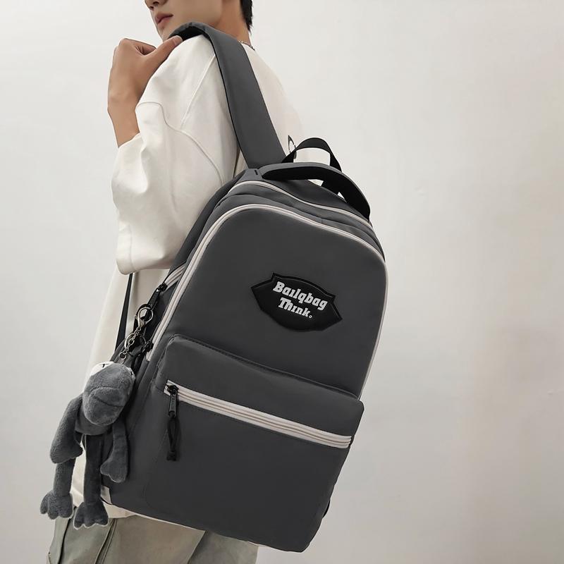 Color Block Student School Bag Men's Large Capacity Backpack Women Travel Couple Bag