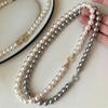 Women's Non-Fading Deep Sea Shell Pearl Necklace with Versatile Small Lockbone Chain