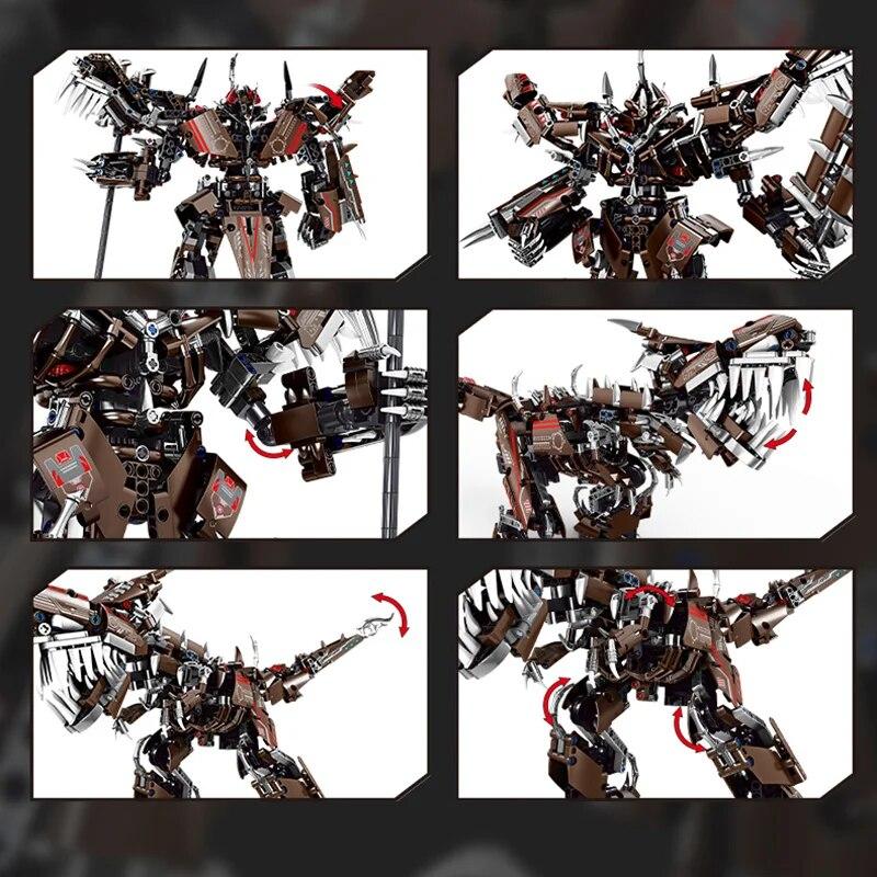 1056 יחידות 2 ב-1 רובוט שריון טכני לוחם מכני אביר קוביות בנייה דגם טירנוזאורוס צעצועי לבנים ילד מבוגר למתנה