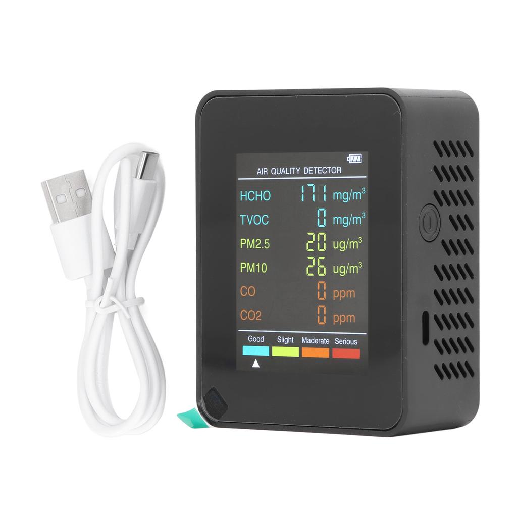 Air Quality Tester Accurate Indoor CO2 Monitor ABS Multifunctional USB Charging Backlight LCD Screen  for Office