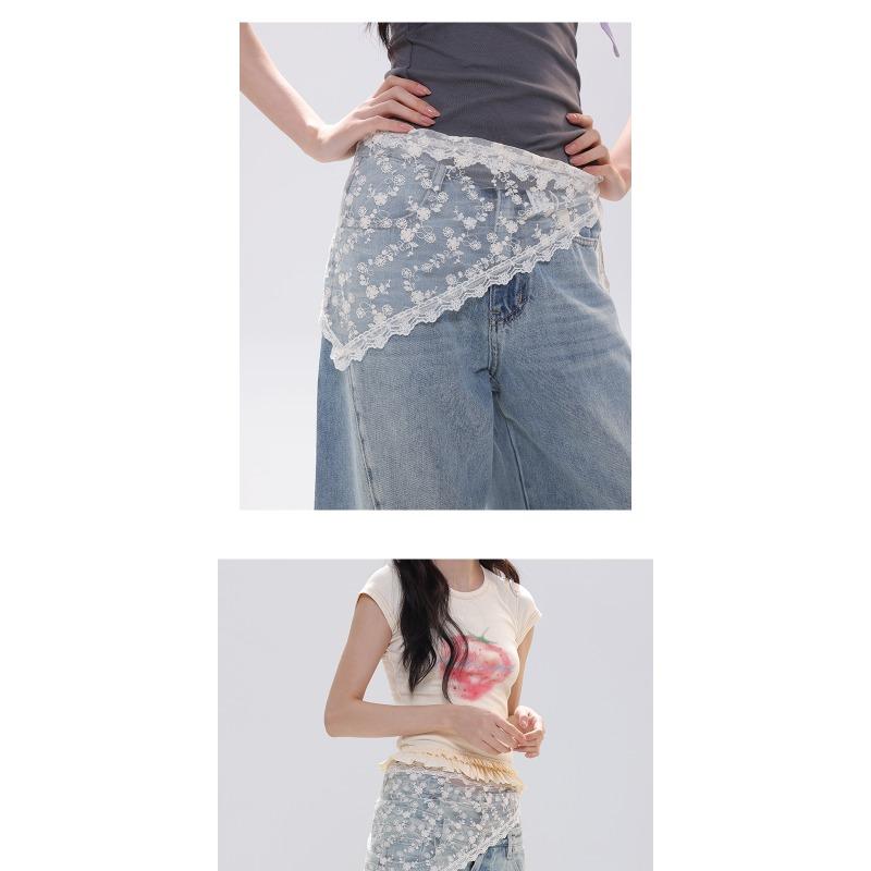 Women S White Lace Tie Triangle Scarf For Jeans Decoration