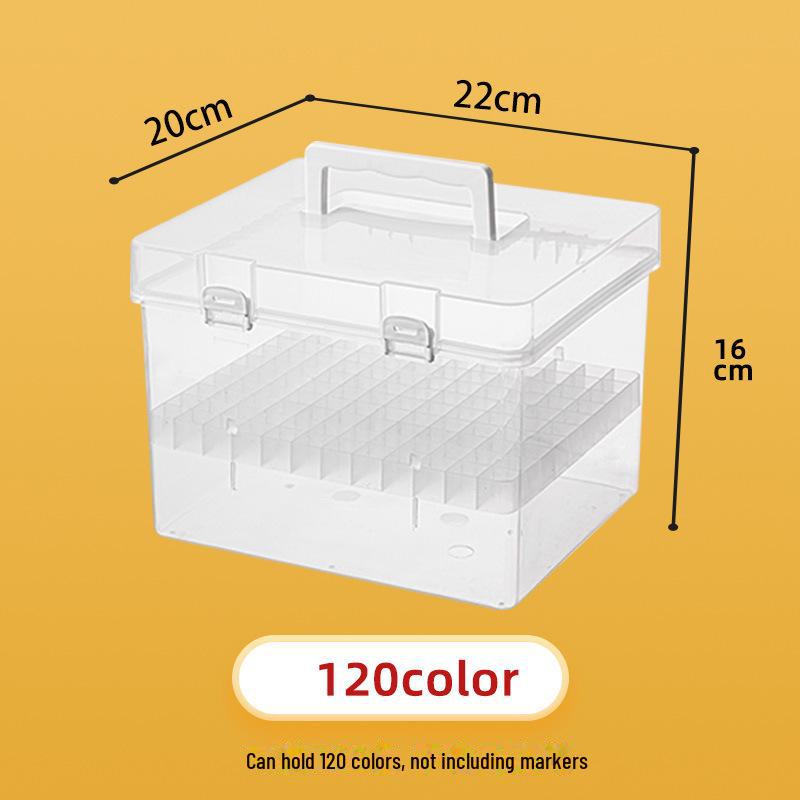 80-Color Portable Marker Pen Storage Box with Transparent Base