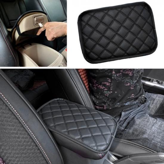 Car Accessories Black Leather Armrest Cover Pad Center Console Box Cushion Mat